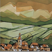Painting Vignes et village by Langlois Jean-Luc | Painting