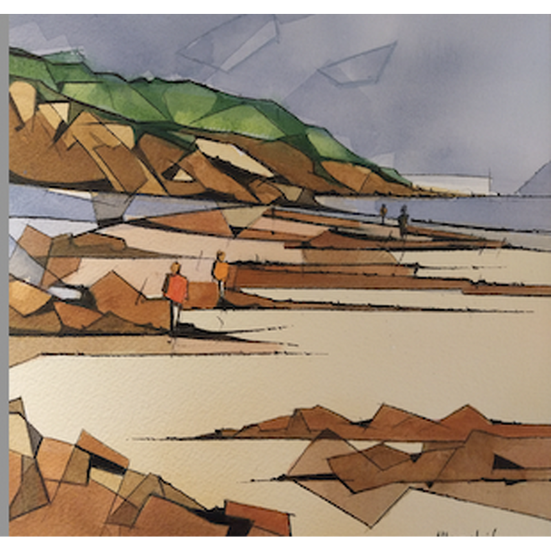 Pintura 4 promeneurs por Langlois Jean-Luc | Pintura