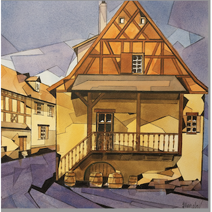 Painting Maison alsacienne by Langlois Jean-Luc | Painting