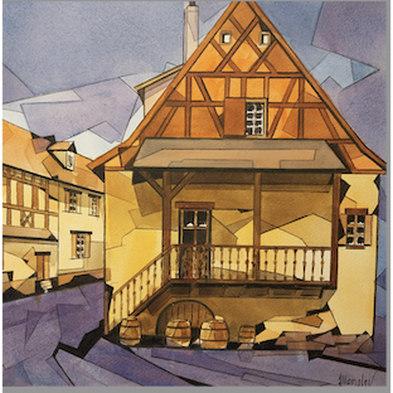 Painting Maison alsacienne by Langlois Jean-Luc | Painting