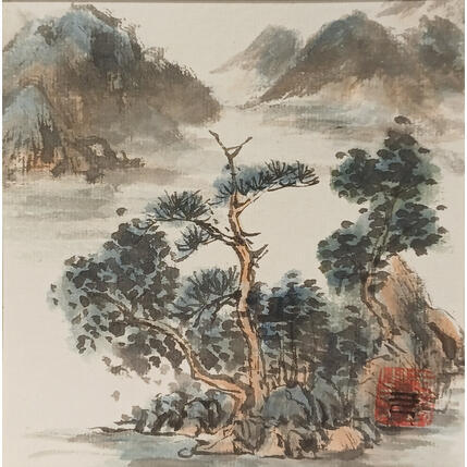 Gemälde Rocher von Yu Huan Huan | Gemälde Figurativ Tinte