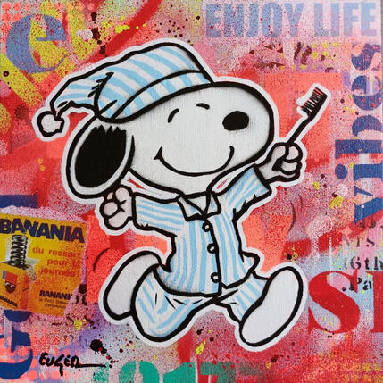 Gemälde WAKE UP AND ENJOY LIFE von Euger Philippe | Gemälde Pop-Art Acryl, Collage Pop-Ikonen