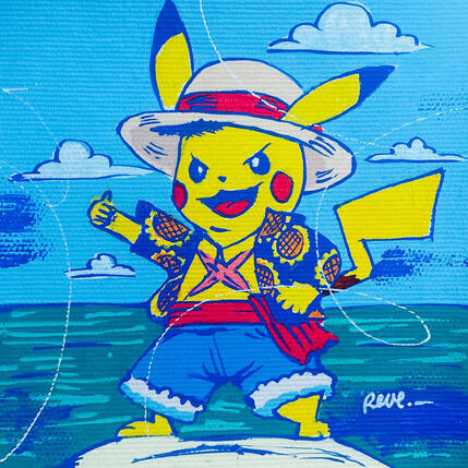 Painting Pika x Luffy by Revel | Painting Pop-art Pop icons