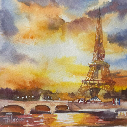 Gemälde Le ciel d’or de Paris von Khomyakova  Liliya  | Gemälde