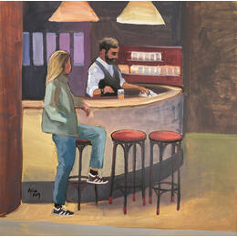 Painting Accodée au bar  by Alice Roy | Painting Figurative Oil