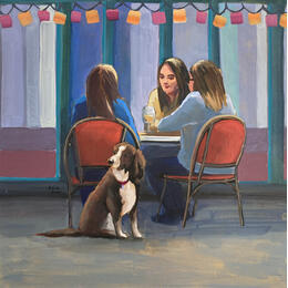 Painting Chien en terrasse by Alice Roy | Painting Figurative Oil