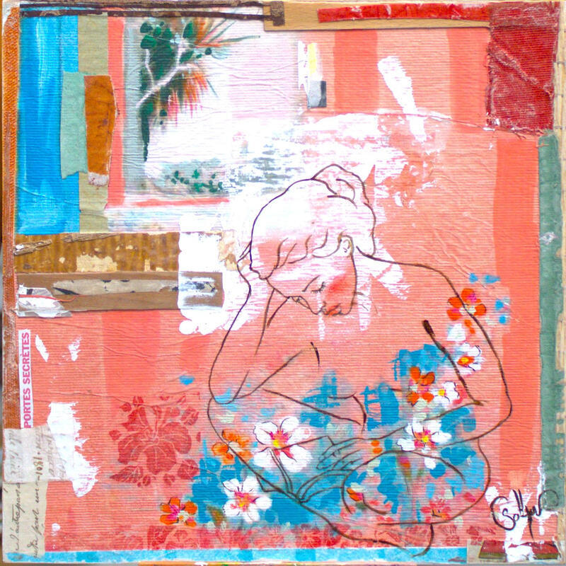 Painting LIRE L'ÎLE by Sablyne | Painting Raw art Acrylic Ink