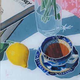 Peinture David peignait des tulipes bleues par Auriol Philippe | Tableau Figuratif Acrylique, Plexiglas, Posca Natures mortes