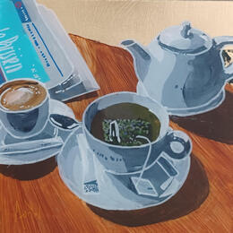 Peinture Les nouvelles le faisaient hésiter par Auriol Philippe | Tableau Figuratif Acrylique, Plexiglas, Posca Natures mortes