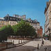 Painting Place Dauphine by Poulain Clément | Painting Realism Urban Architecture Oil