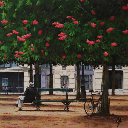 Painting Au bout du banc by Poulain Clément | Painting