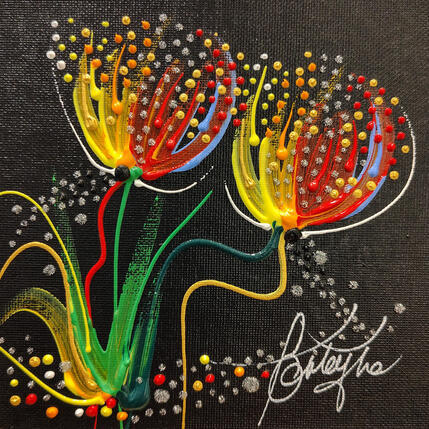 Painting Fleurs de l'île  by Fonteyne David | Painting Figurative Acrylic