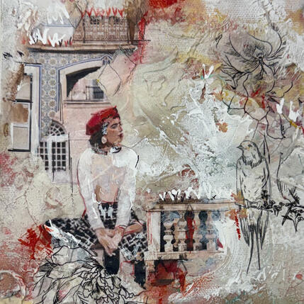 Painting Emily by Bergeron Marie-Josée | Painting Surrealism Acrylic, Gluing