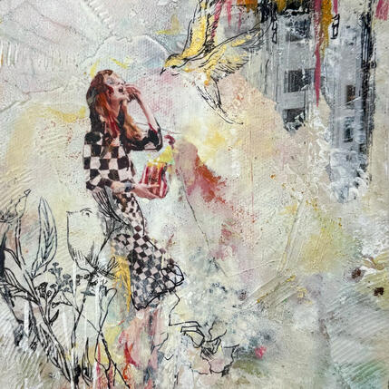Painting En plein vol by Bergeron Marie-Josée | Painting Surrealism Acrylic, Gluing