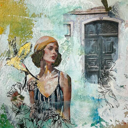 Painting L'envol en or by Bergeron Marie-Josée | Painting Surrealism Acrylic, Gluing