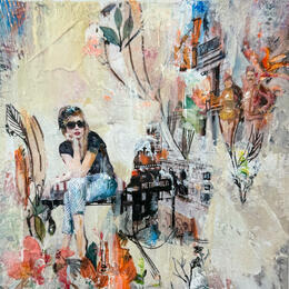 Painting Les compagnons by Bergeron Marie-Josée | Painting Surrealism Acrylic, Gluing, Oil
