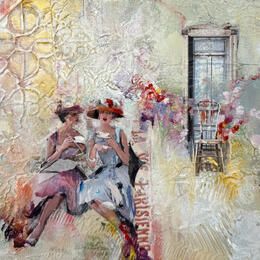 Painting Place au spectacle by Bergeron Marie-Josée | Painting Surrealism Acrylic, Gluing