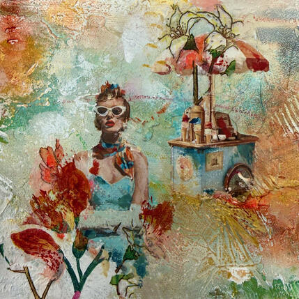 Painting Vacances tropicales by Bergeron Marie-Josée | Painting Surrealism Acrylic, Gluing
