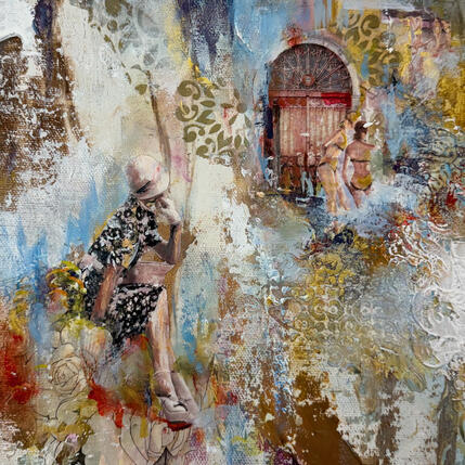 Painting Être ensemble by Bergeron Marie-Josée | Painting Surrealism Acrylic, Gluing Pop icons