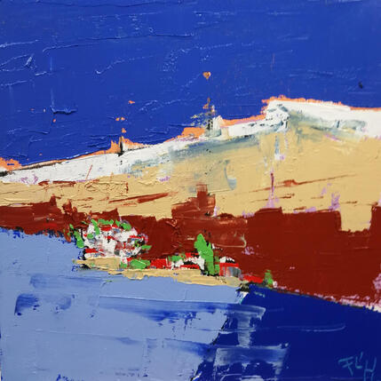 Painting les pieds dans l'eau by L'huillier Françis | Painting Abstract Oil Landscapes