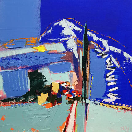 Painting prendre le bon chemin 2 by L'huillier Françis | Painting Abstract Oil Landscapes