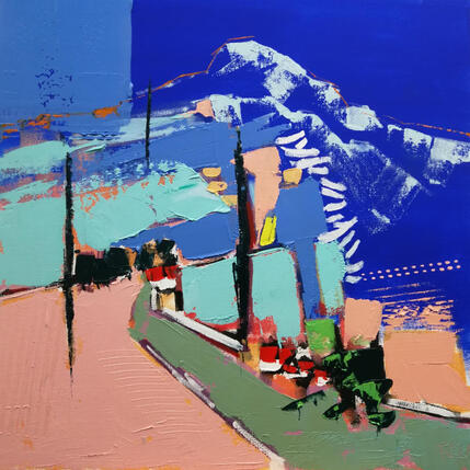 Painting prendre le bon chemin by L'huillier Françis | Painting Abstract Oil Landscapes