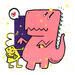 Painting Love Dino by Ralau | Painting Raw art Animals Acrylic Posca