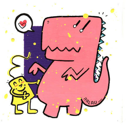 Painting Love Dino by Ralau | Painting Raw art Acrylic, Posca Animals