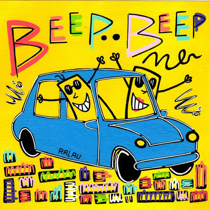 Painting Beep Beep by Ralau | Painting Raw art Acrylic, Posca Life style, Pop icons