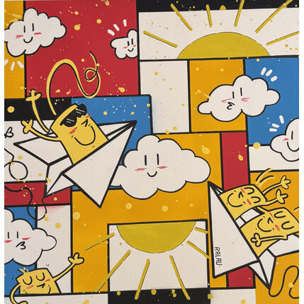 Painting Façon Mondrian by Ralau | Painting Raw art Acrylic, Posca Life style