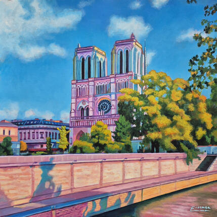 Peinture Gothique Moderne par Emma Fischer | Tableau Figuratif Acrylique Architecture, Urbain