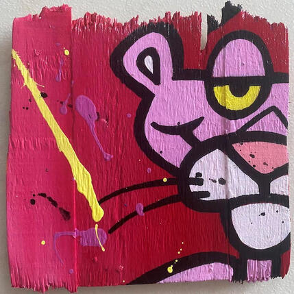 Painting F1 panthère rose by Marie G.  | Painting Pop-art Acrylic, Wood Pop icons