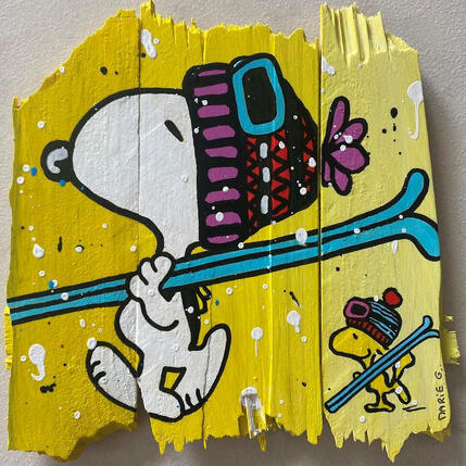 Painting F2 Skieurs by Marie G.  | Painting Pop-art Acrylic, Wood Pop icons