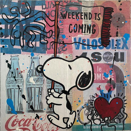 Painting F3  WE is coming by Marie G.  | Painting Pop-art Acrylic, Gluing, Wood Pop icons