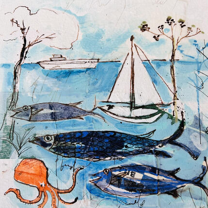 Painting La nage des sardines by Colombo Cécile | Painting