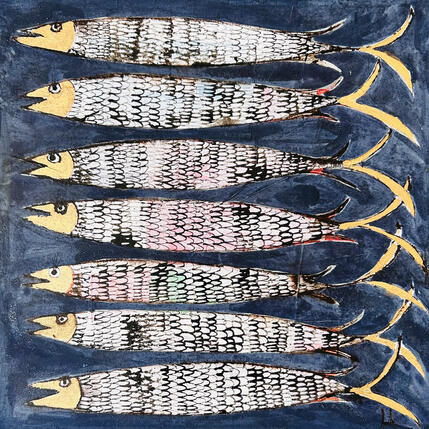 Painting La sardine bleu marine by Colombo Cécile | Painting