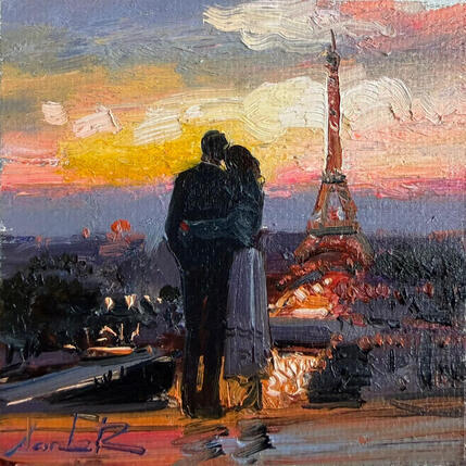 Painting  Sunset for Two  by Xanlar | Painting Impressionism Oil Architecture, Landscapes, Life style