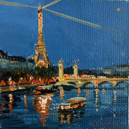 Pintura Paris Illuminé  por Xanlar | Pintura Impressionism Aceite Arquitectura, Paisajes