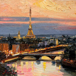 Painting paris in Rose Gold  by Xanlar | Painting Impressionism Oil Architecture, Landscapes