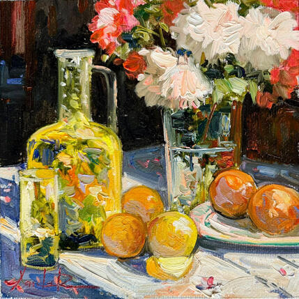 Gemälde Lemons and Light von Xanlar | Gemälde Impressionismus Öl Stillleben