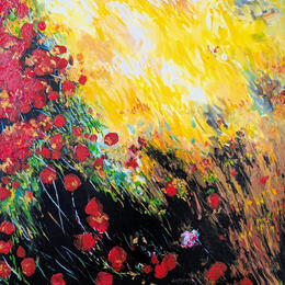 Painting Coquelicots abstraits  by Amblard Florence | Painting