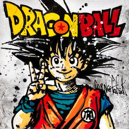 Painting Goku, dragon ball by Cornée Patrick | Painting Pop-art Graffiti, Oil Cinema, Pop icons, Society