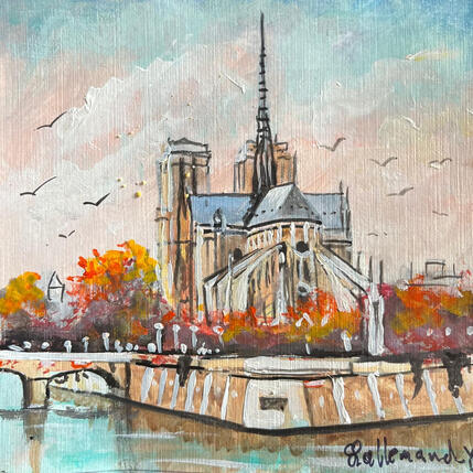Painting Notre Dame en lumière by Lallemand Yves | Painting Figurative Acrylic Urban