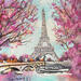 Painting Paris en rose by Lallemand Yves | Painting Figurative Urban Acrylic