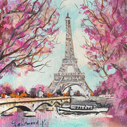Painting Paris en rose by Lallemand Yves | Painting Figurative Acrylic Urban