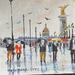 Painting Promenade sous la pluie Paris by Lallemand Yves | Painting Figurative Urban Acrylic