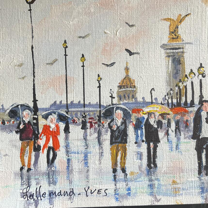Painting Promenade sous la pluie Paris by Lallemand Yves | Painting Figurative Acrylic Urban
