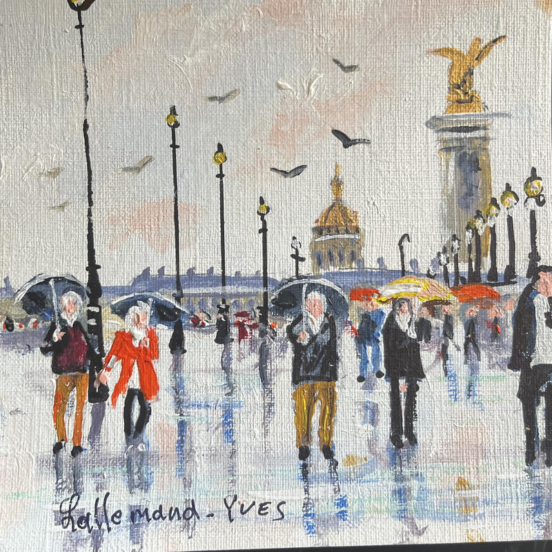 Painting Promenade sous la pluie Paris by Lallemand Yves | Painting Figurative Urban Acrylic