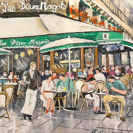 Painting Terrasse à Saint-Germain by Lallemand Yves | Painting Figurative Acrylic Pop icons, Urban