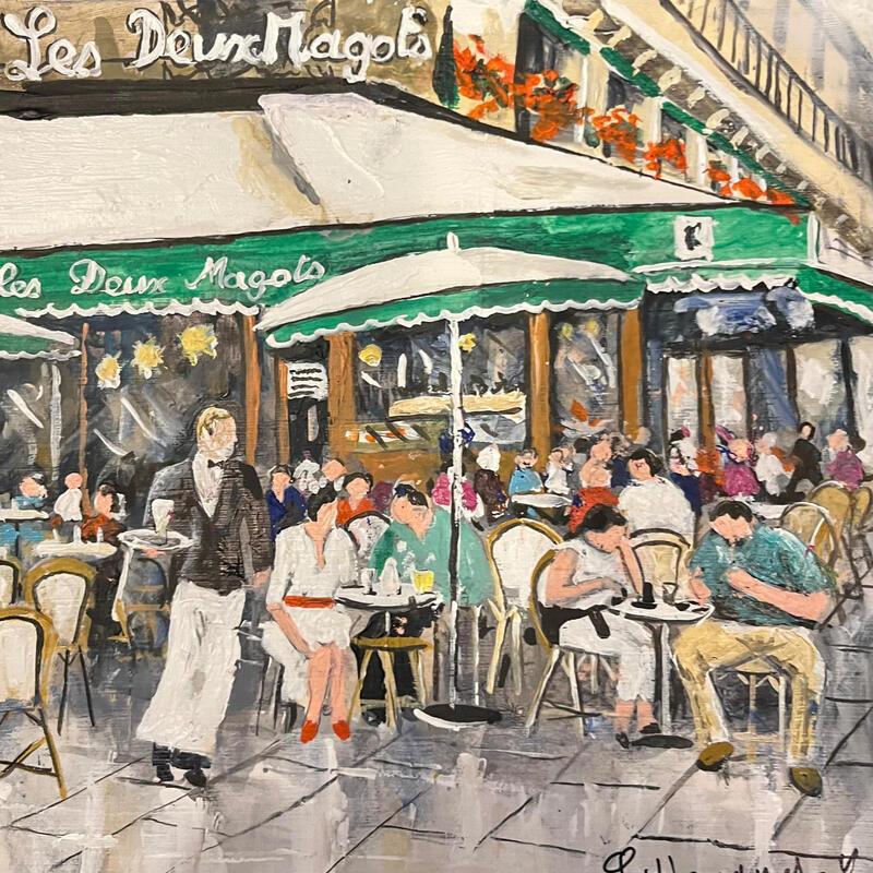 Painting Terrasse à Saint-Germain by Lallemand Yves | Painting Figurative Urban Acrylic
